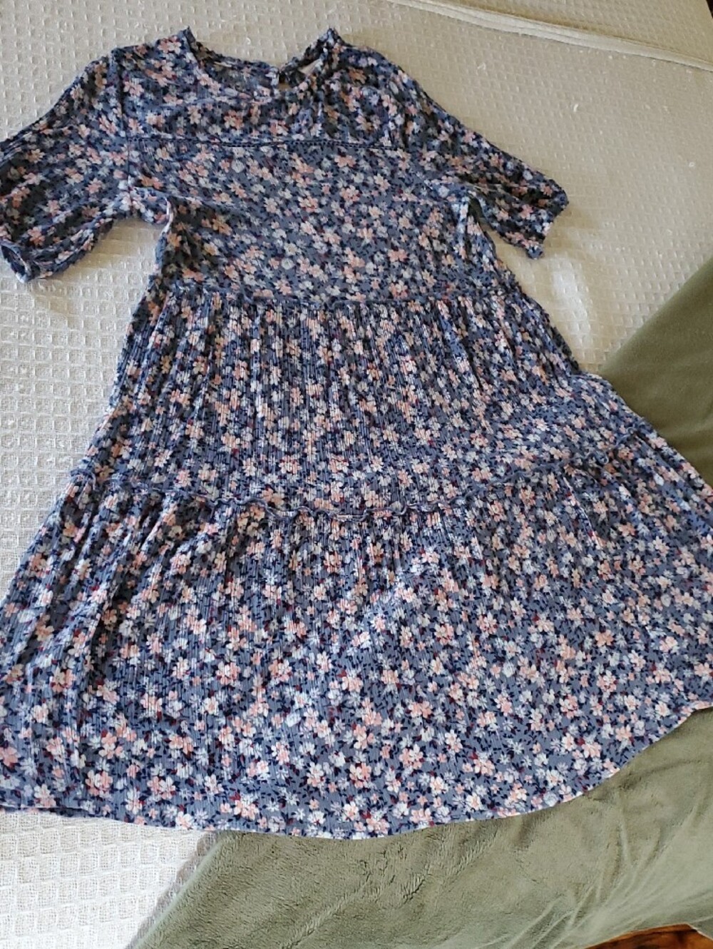 KNOX ROSE Blue Floral Print Dress - GUC - Picture 5 of 8